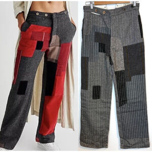 Free People x Sandrine Rose Herringbone Worker Patchwork Pants Tokyo Size 26 New